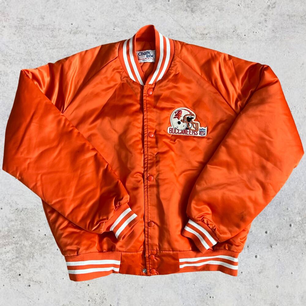 Vintage Tampa Bay Buccaneers Jacket Bomber Satin Chalk Line Large NFL Football